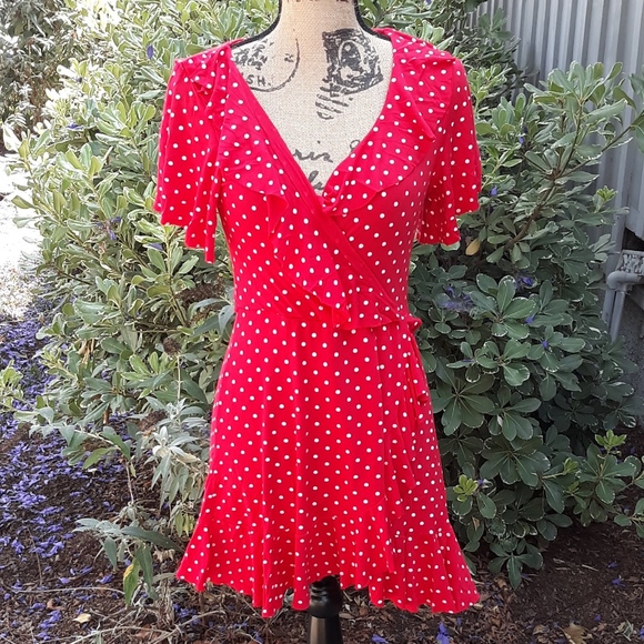 boohoo polka dot wrap dress